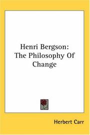 Cover of: Henri Bergson: The Philosophy of Change