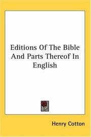 Cover of: Editions Of The Bible And Parts Thereof In English