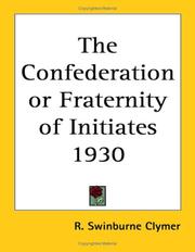 Cover of: The Confederation or Fraternity of Initiates 1930