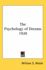 Cover of: The Psychology of Dreams 1920