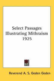 Cover of: Select Passages Illustrating Mithraism 1925 by Reverend A. S. Geden Geden
