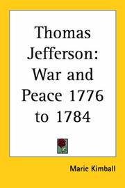 Cover of: Thomas Jefferson: War and Peace 1776 to 1784