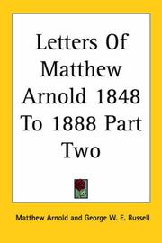 Cover of: Letters of Matthew Arnold 1848 to 1888 Part Two