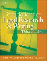 Cover of: Foundations of Legal Research and Writing (West Legal Studies) by Carol M. Bast, Margie A. Hawkins