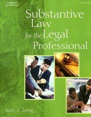 Cover of: Substantive Law for the Legal Professional (West Legal Studies)
