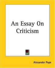 Cover of: An Essay On Criticism by 