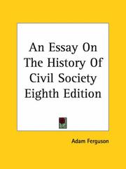 Cover of: An Essay On The History Of Civil Society Eighth Edition by Adam Ferguson