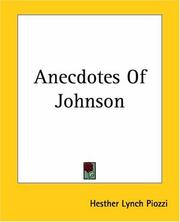 Cover of: Anecdotes Of Johnson by Hesther Lynch Piozzi