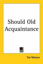 Cover of: Should Old Acquaintance