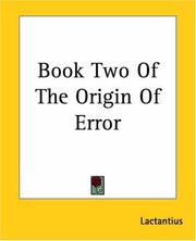 Cover of: Book Two Of The Origin Of Error