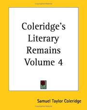 Cover of: Coleridge's Literary Remains