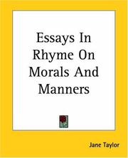 Cover of: Essays In Rhyme On Morals And Manners