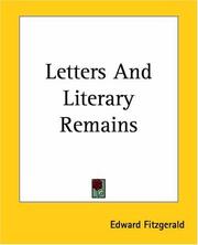 Cover of: Letters And Literary Remains by Edward FitzGerald