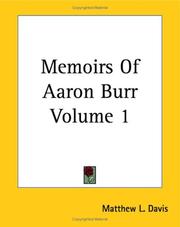 Cover of: Memoirs Of Aaron Burr