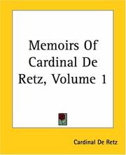 Cover of: Memoirs Of Cardinal De Retz by Jean François Paul de Gondi de Retz