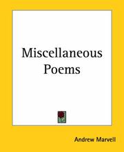 Cover of: Miscellaneous Poems by Andrew Marvell