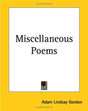 Cover of: Miscellaneous Poems
