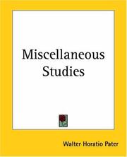 Cover of: Miscellaneous Studies by Walter Pater