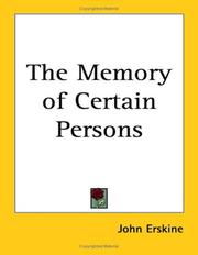 Cover of: The Memory of Certain Persons