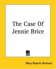 Cover of: The Case Of Jennie Brice by Mary Roberts Rinehart