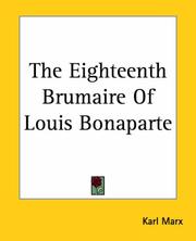 Cover of: The Eighteenth Brumaire Of Louis Bonaparte by Karl Marx