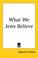 Cover of: What We Jews Believe