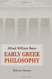 Early Greek philosophy by Alfred William Benn