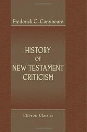 Cover of: History of New Testament criticism