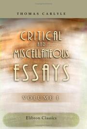 Cover of: Critical and Miscellaneous Essays by Thomas Carlyle, Thomas Carlyle