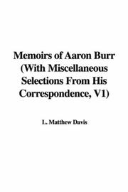 Cover of Memoirs of Aaron Burr