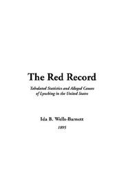Cover of: Red Record | Ida B. Wells-Barnett