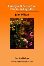 Cover of: L\'Allegro, Il Penseroso, Comus, and Lycidas [EasyRead Edition] by John Milton
