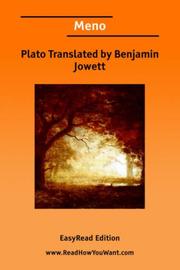 Cover of: Meno [EasyRead Edition] by Benjamin Jowett