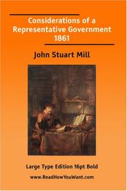 Cover of: Considerations of a Representative Government 1861 by John Stuart Mill