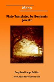 Cover of: Meno [EasyRead Large Edition] by Benjamin Jowett