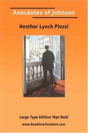 Cover of: Anecdotes of Johnson by Hesther Lynch Piozzi