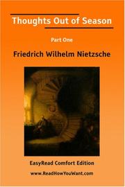 Cover of: Thoughts Out of Season Part One [EasyRead Comfort Edition] by Friedrich Nietzsche