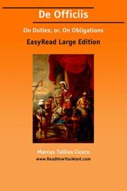 Cover of: De Officiis On Duties; or, On Obligations [EasyRead Large Edition] | Cicero