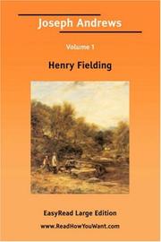 Cover of: Joseph Andrews Volume 1 [EasyRead Large Edition] by Henry Fielding