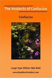 Cover of: The Analects of Confucius (Large Print) by Confucius