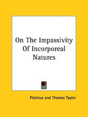Cover of: On The Impassivity Of Incorporeal Natures