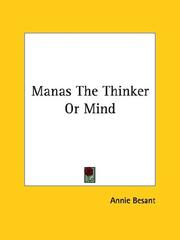 Cover of: Manas The Thinker Or Mind | Annie Wood Besant