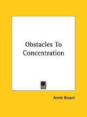 Cover of: Obstacles To Concentration | Annie Wood Besant