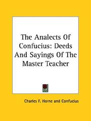 Cover of: The Analects of Confucius by Charles F. Horne, Confucius