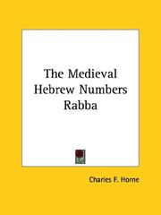 Cover of: The Medieval Hebrew Numbers Rabba by Charles F. Horne, Charles F. Horne