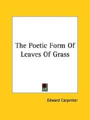 Cover of: The Poetic Form Of Leaves Of Grass
