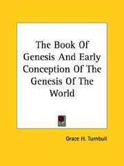 Cover of: The Book Of Genesis And Early Conception Of The Genesis Of The World