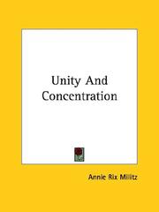 Cover of: Unity And Concentration
