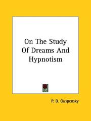 Cover of: On The Study Of Dreams And Hypnotism