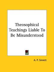 Cover of: Theosophical Teachings Liable To Be Misunderstood by Alfred Percy Sinnett